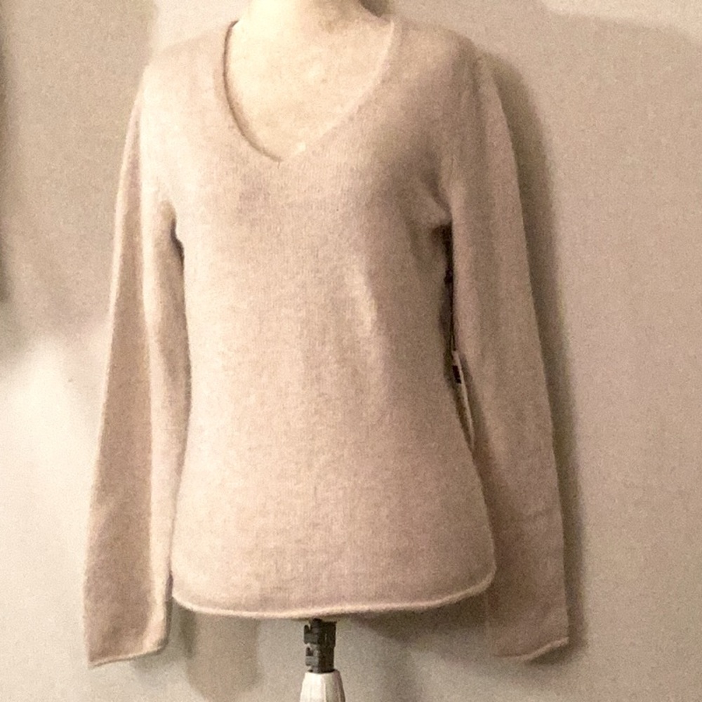 NWT Carole Little cream angora hair lamb wool nylon pullover over sweater #  M